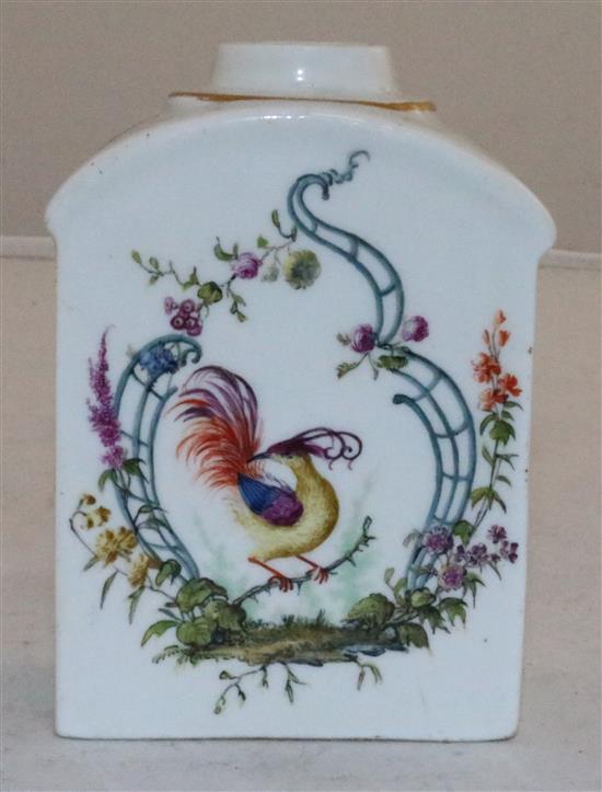 A Meissen rectangular tea caddy, mid 18th century, 10.5cm (4.1in.)